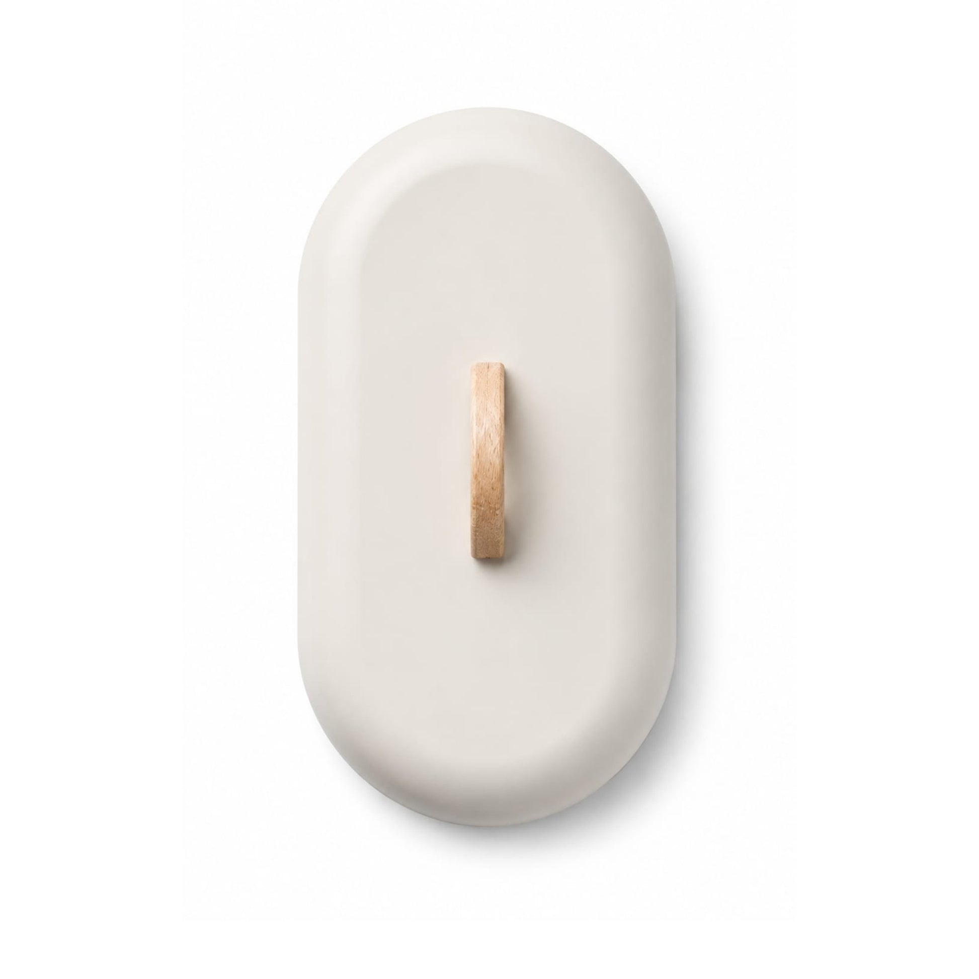 Takmehome Oval Metal Kitchen Storage Bread Box With Wooden Handle Cream On White Background