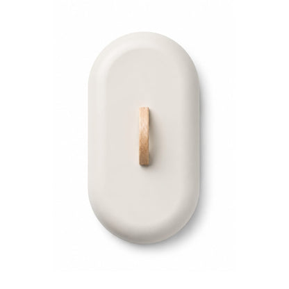 Takmehome Oval Metal Kitchen Storage Bread Box With Wooden Handle Cream On White Background