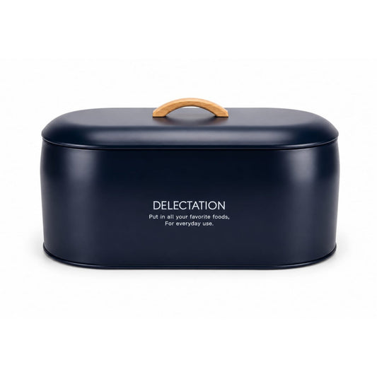 Takmehome Oval Metal Kitchen Storage Bread Box With Wooden Handle