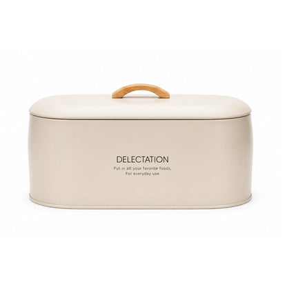 Takmehome Oval Metal Kitchen Storage Bread Box With Wooden Handle