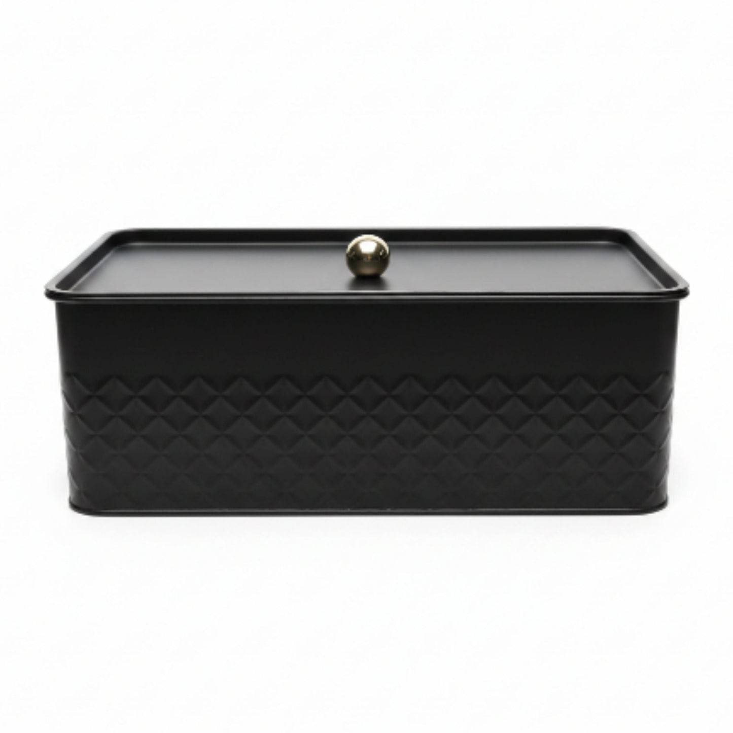 Takmehome Rectangle Metal Kitchen Storage Bread Box With Modern Farmhouse Design - Black