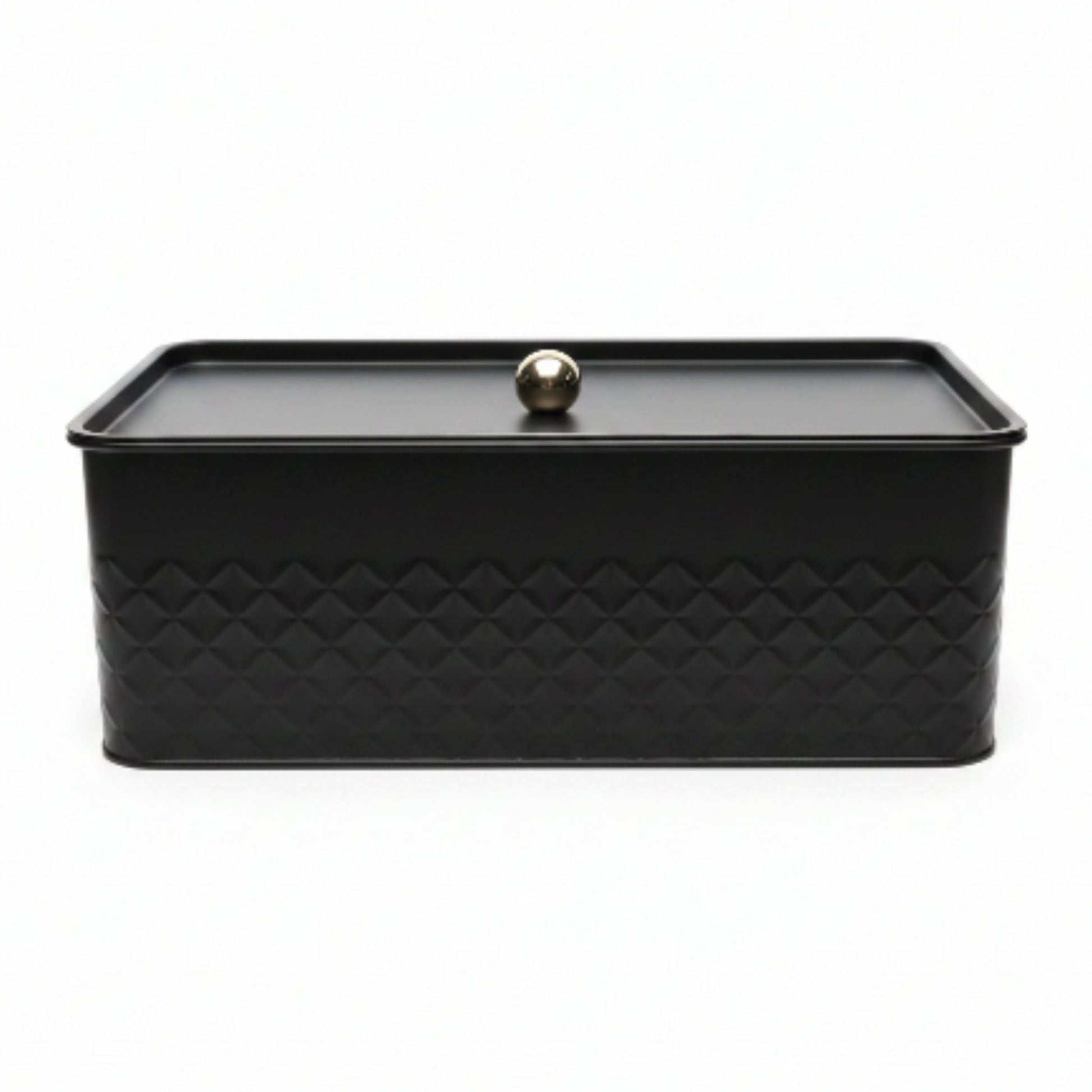 Takmehome Rectangle Metal Kitchen Storage Bread Box With Modern Farmhouse Design - Black