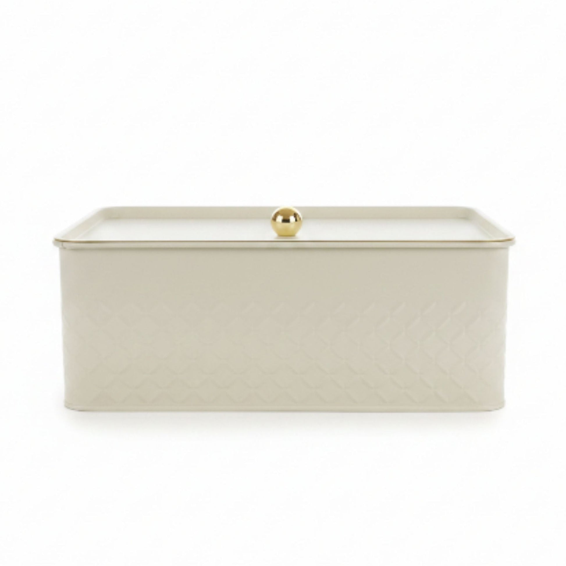 Takmehome Rectangle Metal Kitchen Storage Bread Box With Modern Farmhouse Design - Cream