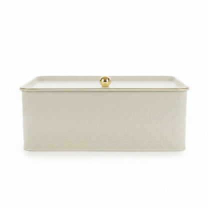 Takmehome Rectangle Metal Kitchen Storage Bread Box With Modern Farmhouse Design - Cream