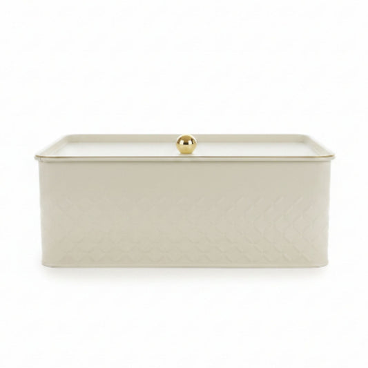 Takmehome Rectangle Metal Kitchen Storage Bread Box With Modern Farmhouse Design - Cream