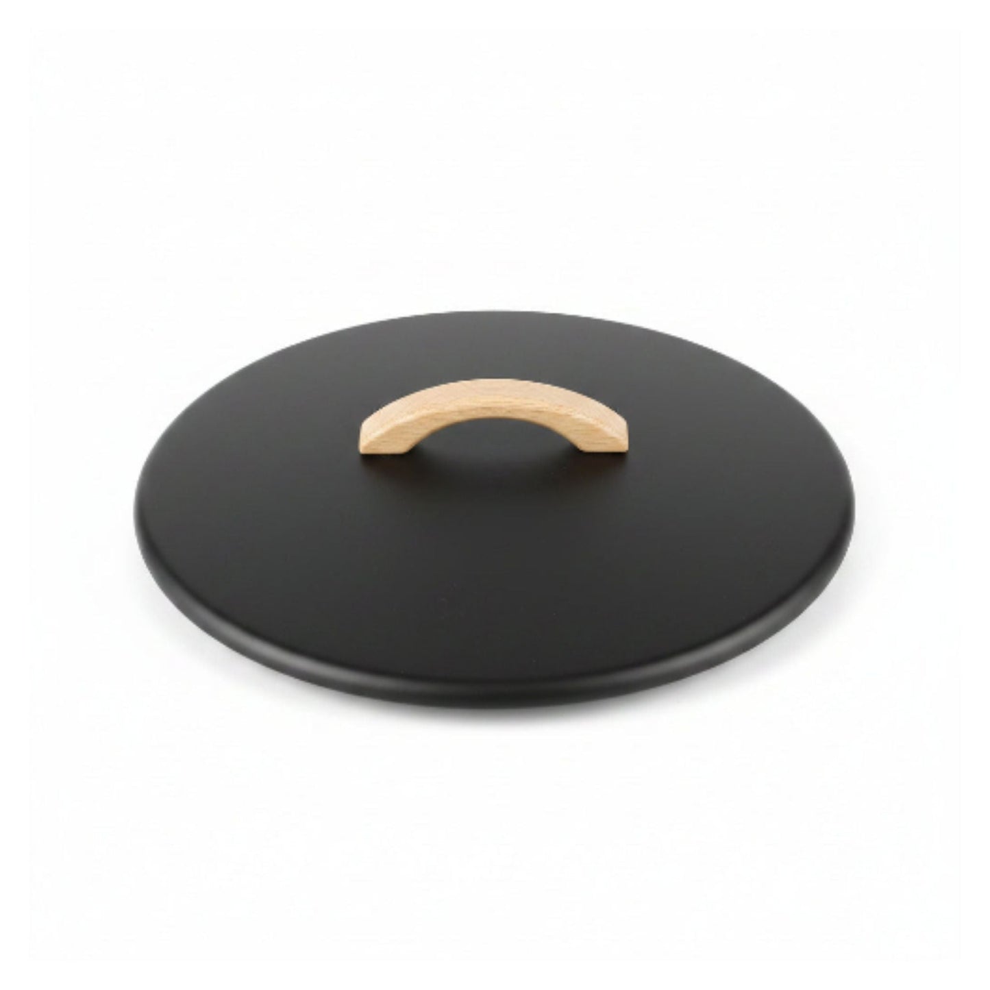 Takmehome Round Metal Biscuit Tin With Wooden Handle - Black On White Background