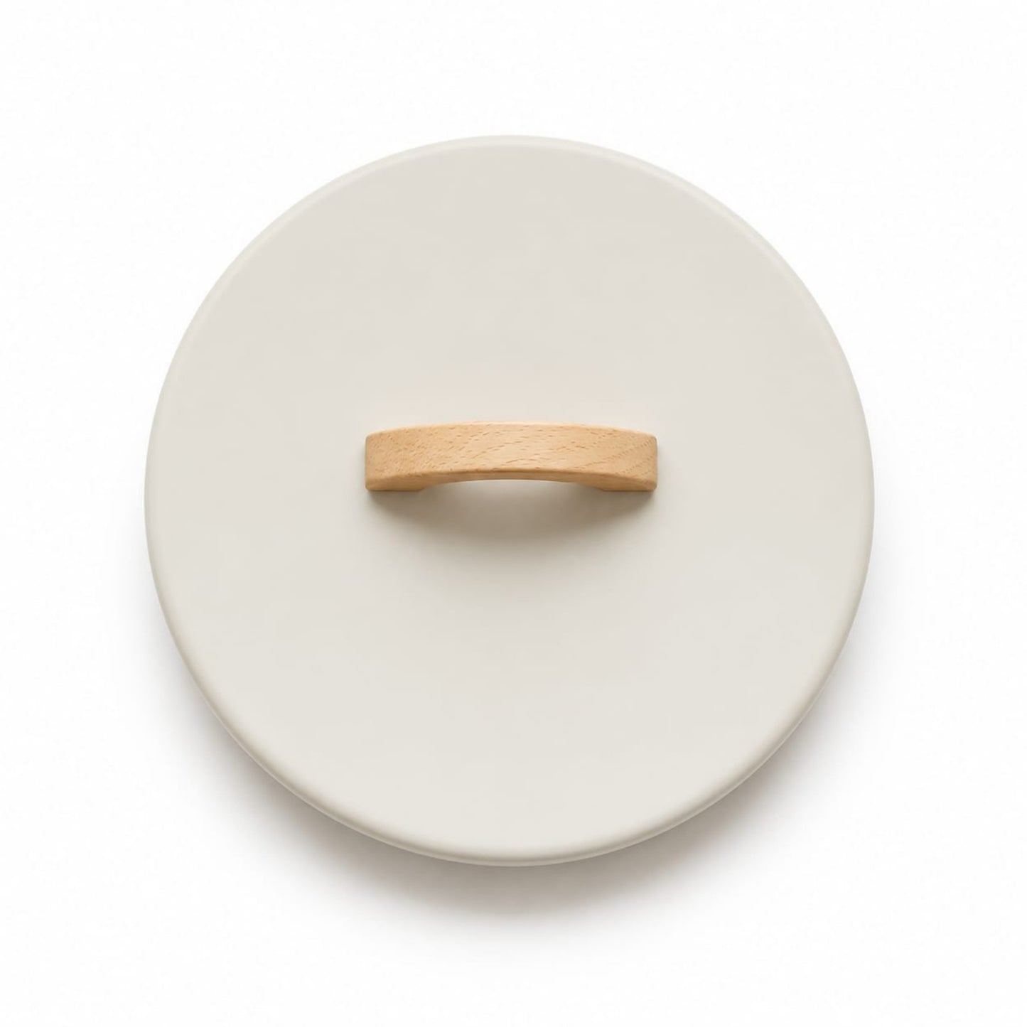 Takmehome Round Metal Biscuit Tin With Wooden Handle - Cream On White Background