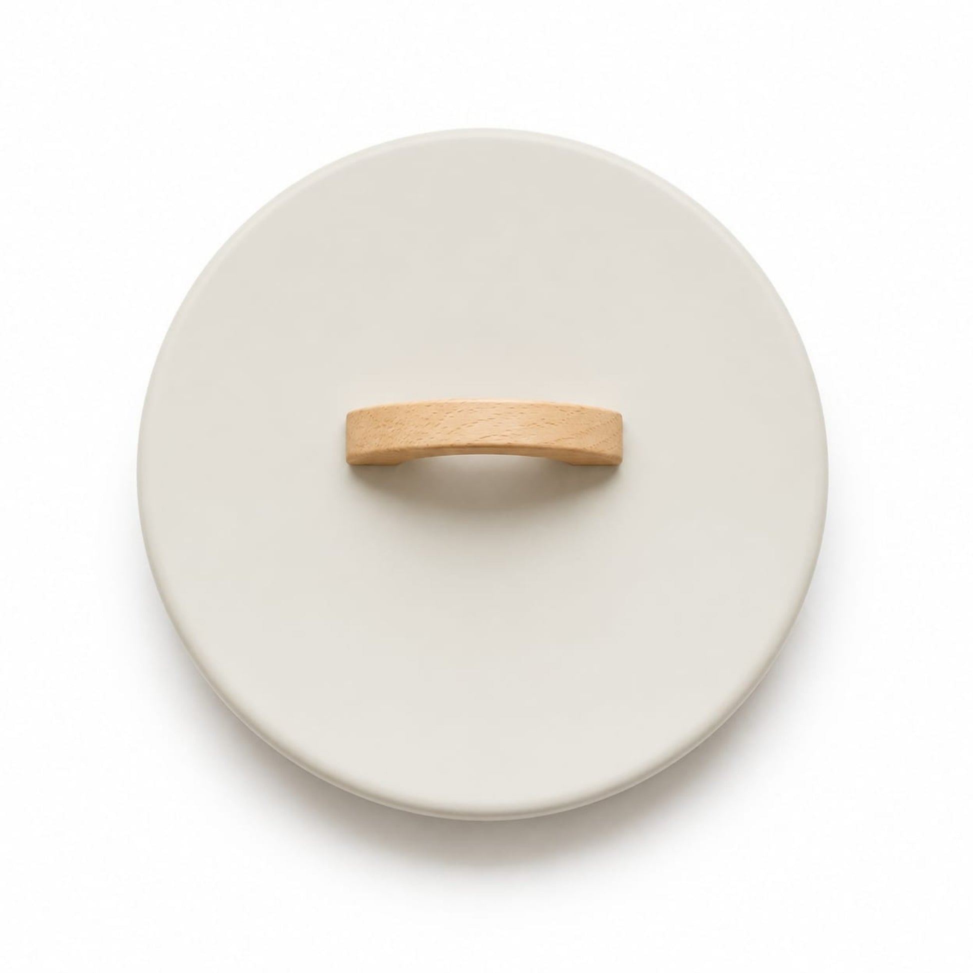 Takmehome Round Metal Biscuit Tin With Wooden Handle - Cream On White Background