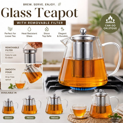 Takmehome Teapot – Removable Filter With Easy-Pour Design – Everyday Tea Brewing Essential