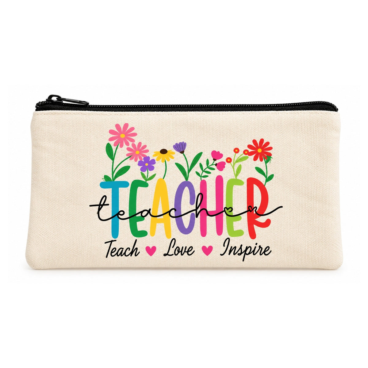 Teacher Pencil Case / Makeup Zip Bag – Multi-Purpose Zipper Storage Pouch
