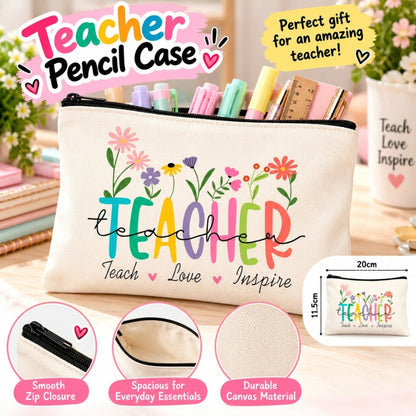 Teacher Pencil Case / Makeup Zip Bag – Multi-Purpose Zipper Storage Pouch