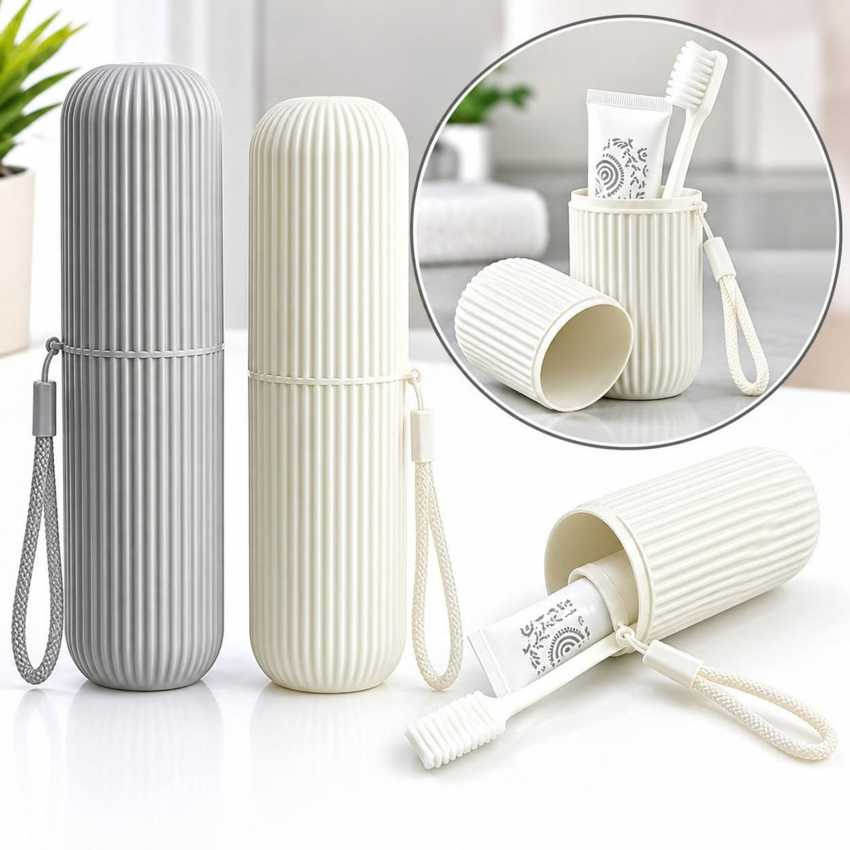 Toothbrush Holder – Bathroom Storage Organizer – Grey