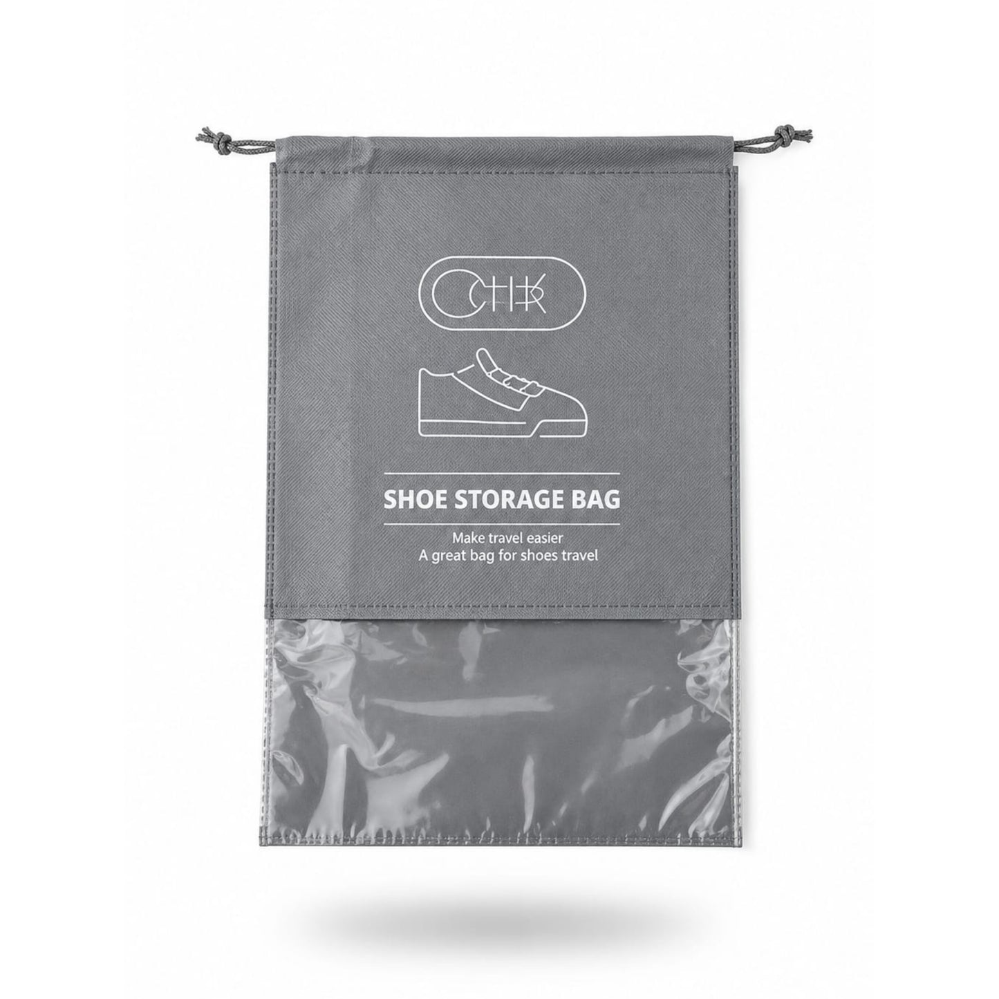 Travel Shoe Organizer – Portable Shoe Storage Bag - Grey On White Background