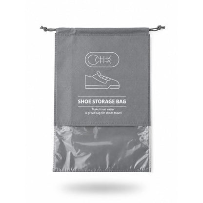 Travel Shoe Organizer – Portable Shoe Storage Bag - Grey On White Background
