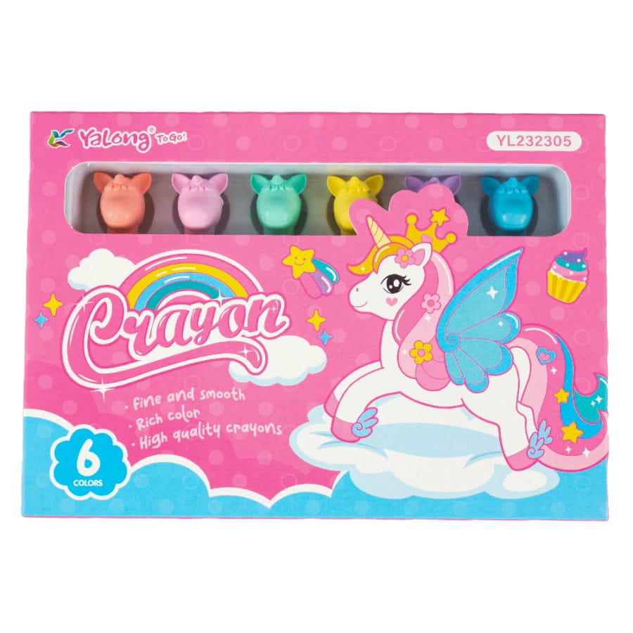 Unicorn Plastic Crayons 6pc