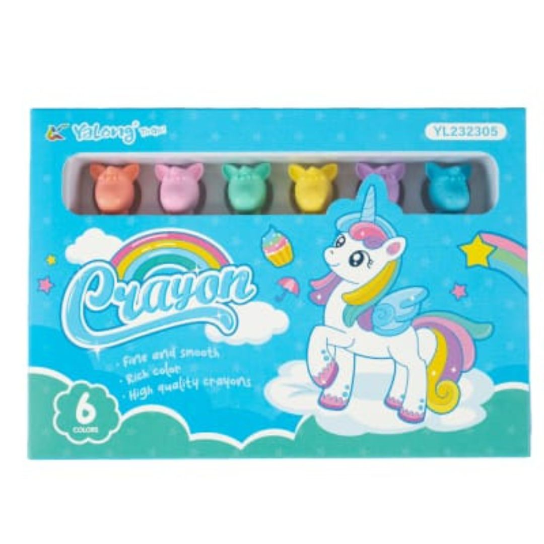 Unicorn Plastic Crayons 6pc