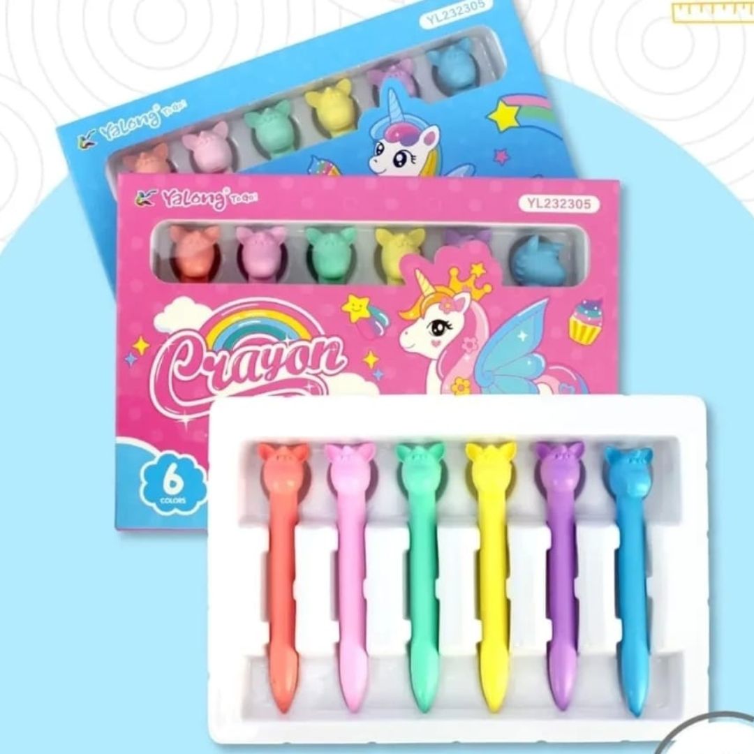 Unicorn Plastic Crayons 6pc