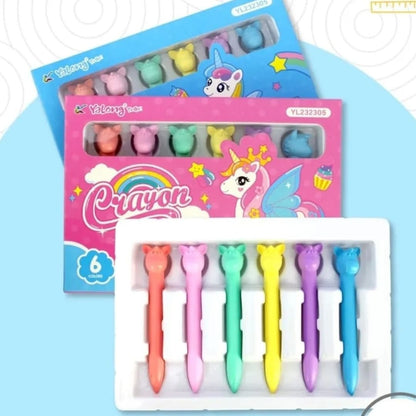 Unicorn Plastic Crayons 6pc
