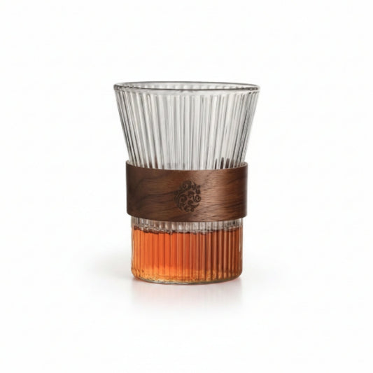 Vertical Glass Cup With Bamboo Ring