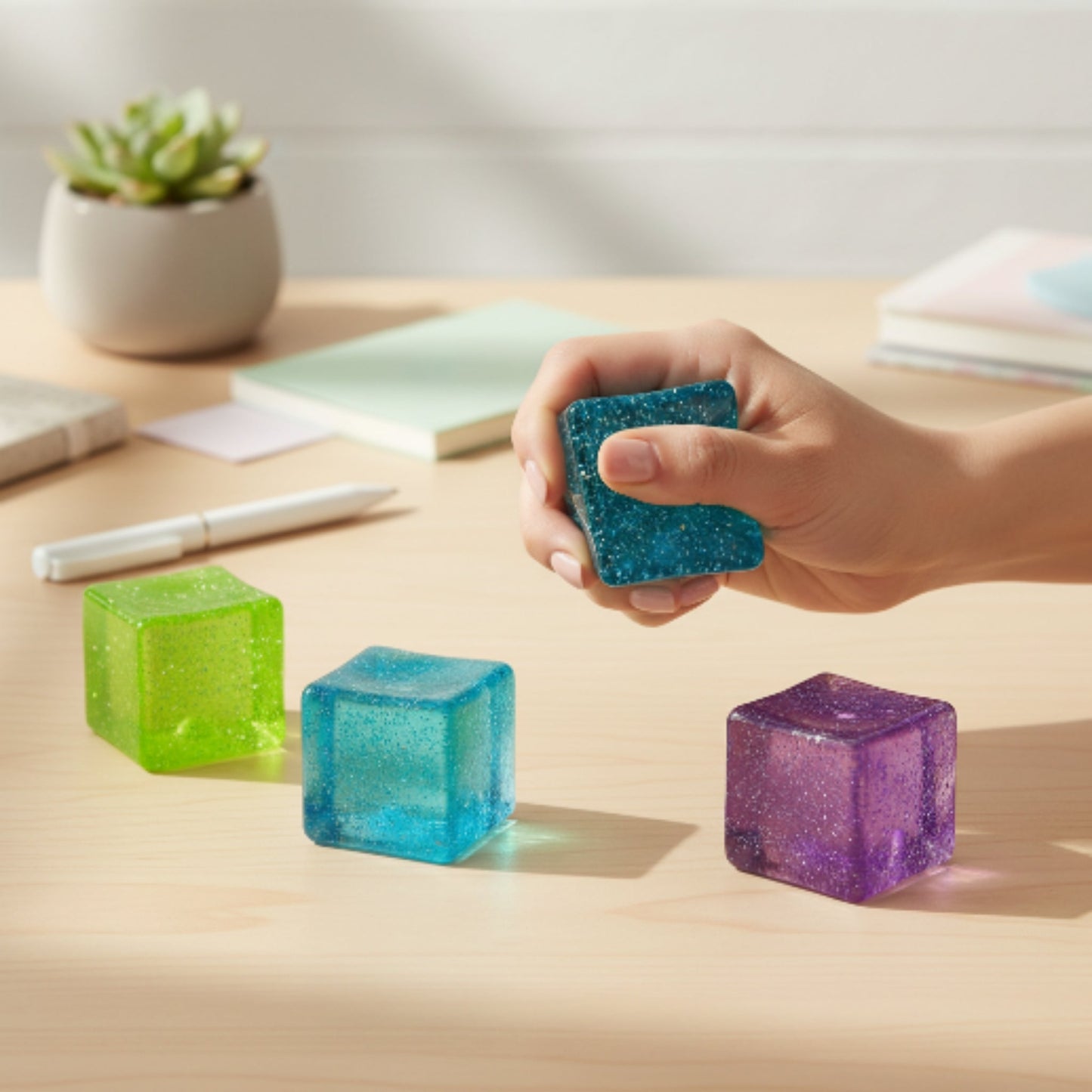 Viral Slow Rising Squishy Cube – Stress Relief Fidget Toy - Glitter Square