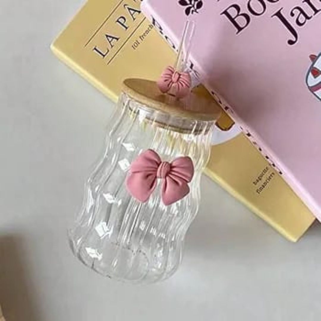 Wavy Bamboo Glass With Bow