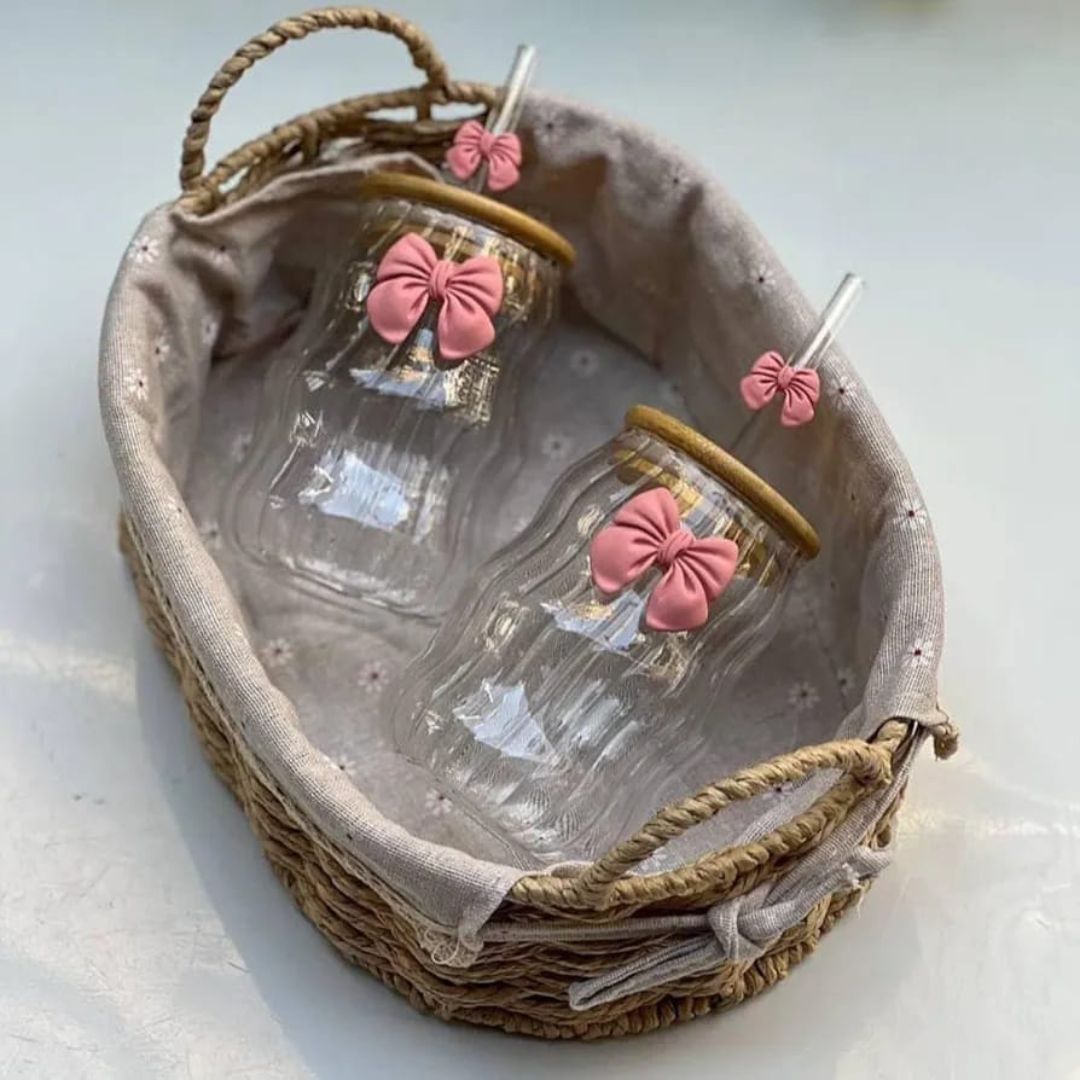 Wavy Bamboo Glass With Bow
