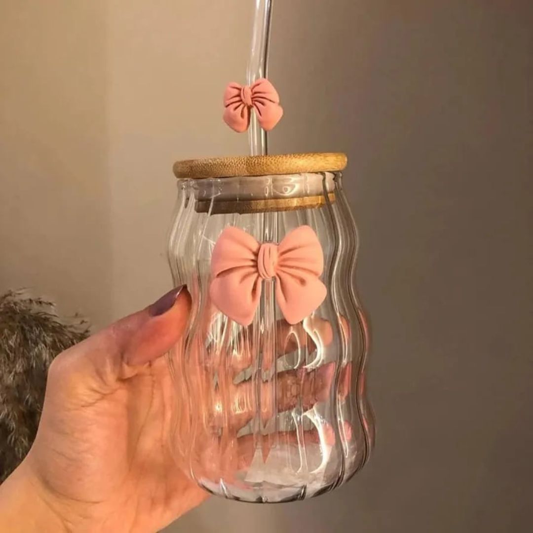 Wavy Bamboo Glass With Bow