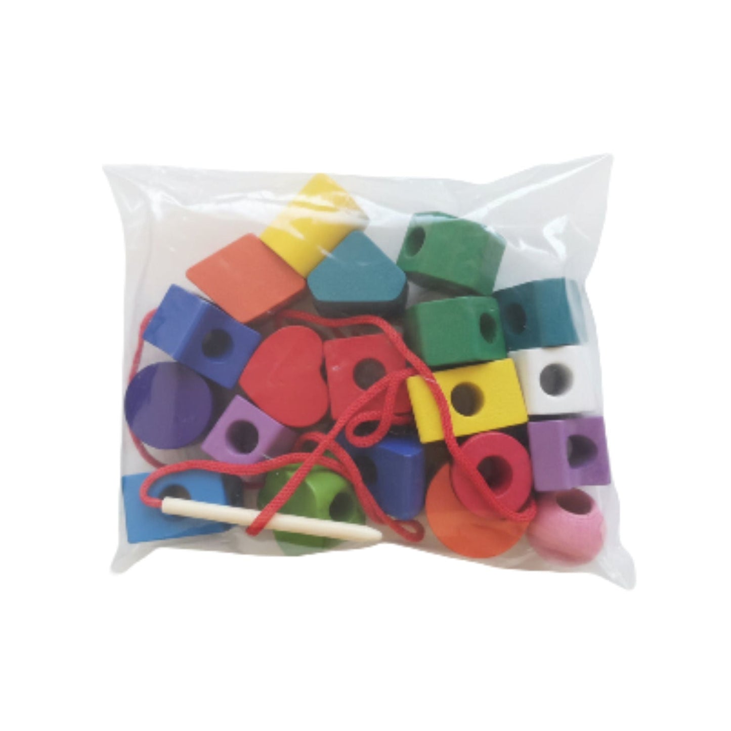 Wooden Beads Sequencing Puzzle On White Background