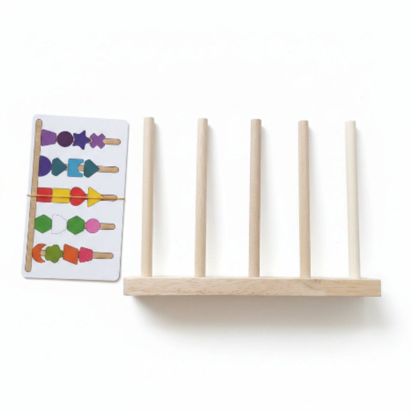 Wooden Beads Sequencing Puzzle On White Background