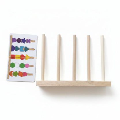 Wooden Beads Sequencing Puzzle On White Background