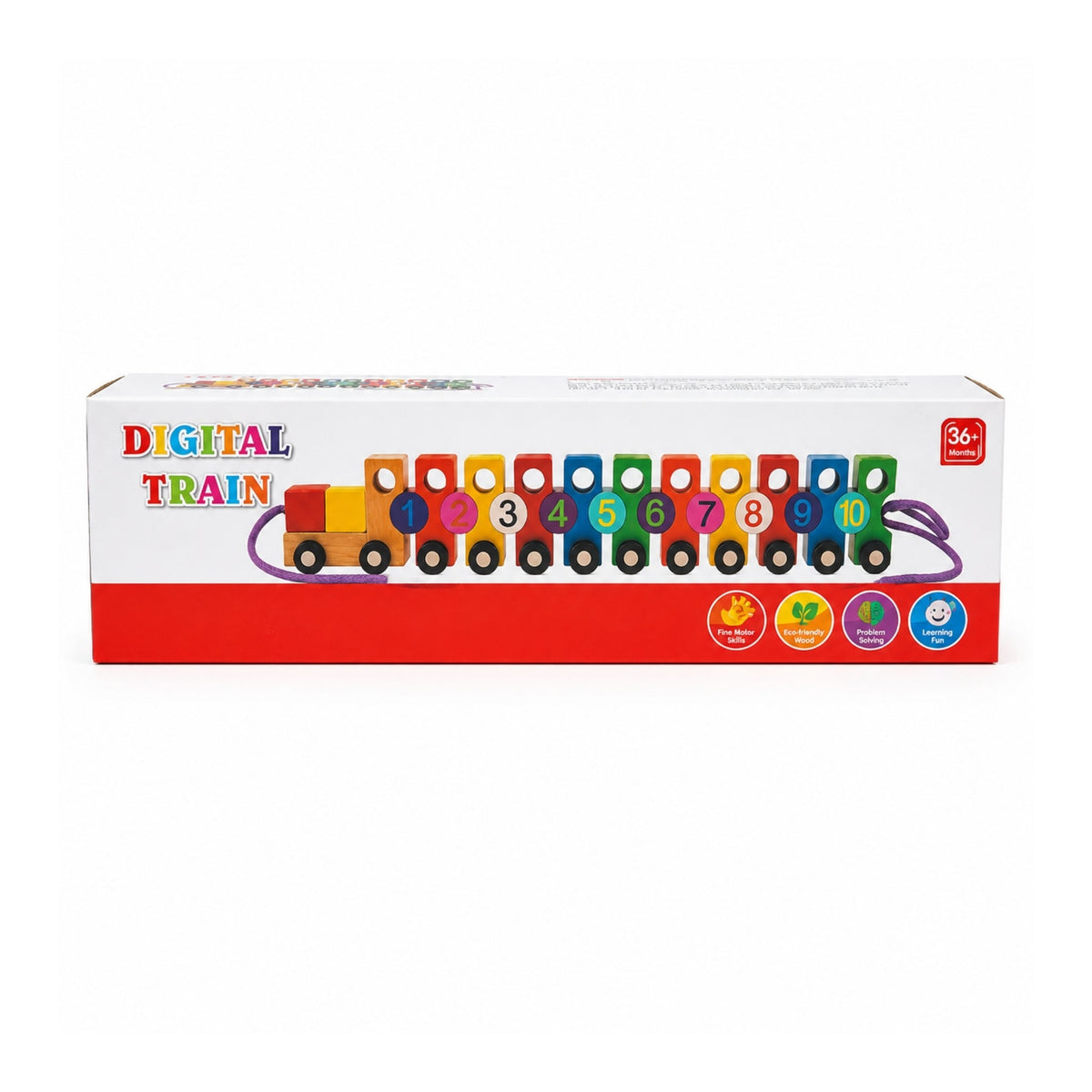 Wooden Digital Train – Educational Number Learning Toy with Colourful Wooden Carriages