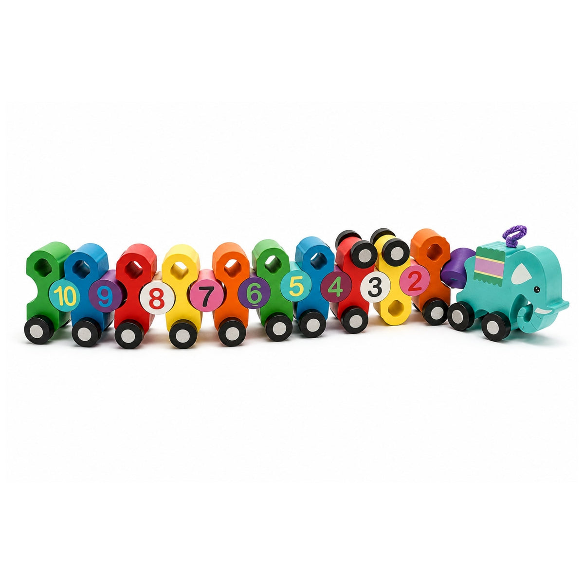 Wooden Digital Train – Educational Number Learning Toy with Colourful Wooden Carriages