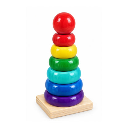 Wooden Rainbow Stacking Ring – Educational Sorting & Building Toy