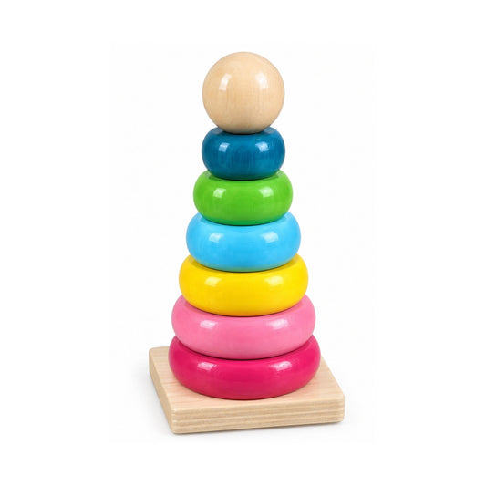 Wooden Rainbow Stacking Ring – Educational Sorting & Building Toy