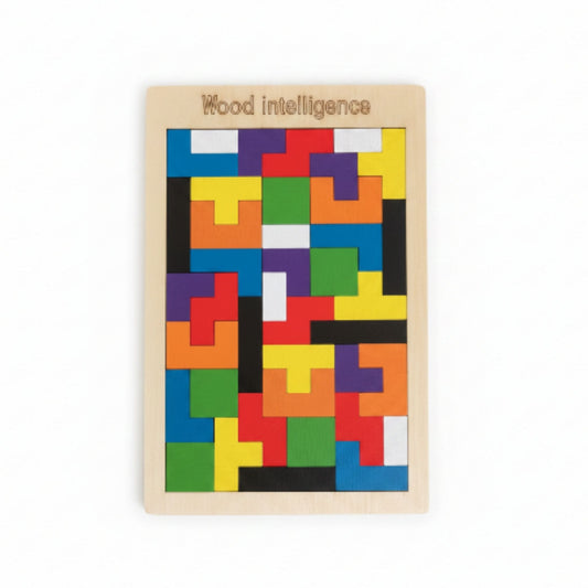 Wooden Tetris IQ Puzzle Board - Educational Brain Training Game