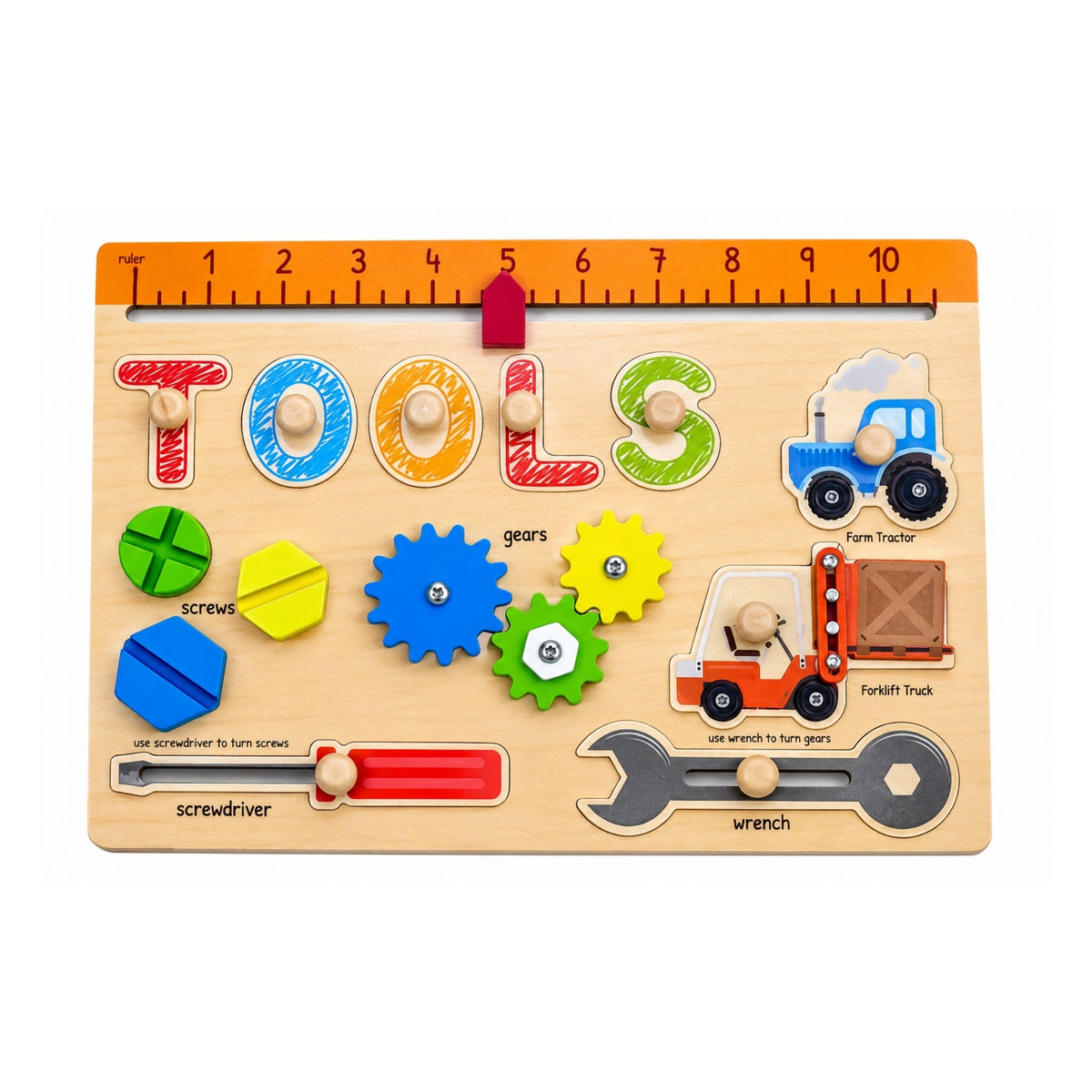 Wooden Tool Puzzle – Educational Shape Matching & Fine Motor Skills Toy