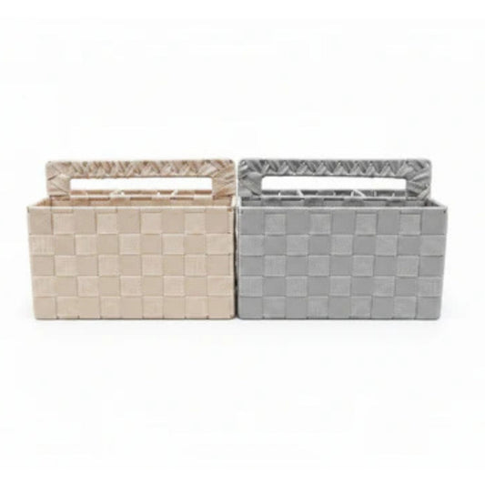 Woven Divided Storage Oragnizer With Handle 25x17x19cm